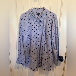 Talbots Polka Dot Button-Up Shirt in Light Blue with Navy Dots